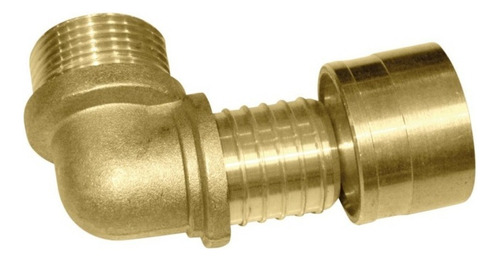 Joelho Pex Água Metal Fixo 20mm Rosca 3/4 Macho - Amanco Acabamento Fosco Cor Dourado