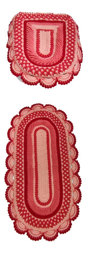 Jogo De Banheiro Vermelho E Rosa Em Crochê 