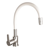 Griferia Cocina Monocomando Flexible Piazza Emblem Blanco 