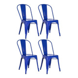 Kit 4 X Cadeiras Iron Tolix Industrial Cozinha C2 Cores Av Cor Da Estrutura Da Cadeira Azul-escuro