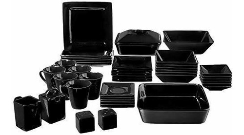 Set Vajilla Cuadrada 45 Pzs, Negro