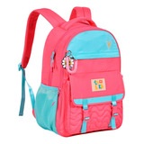 Mochila Luluca Costas Lulike Juvenil Meninas Escolar Rosa