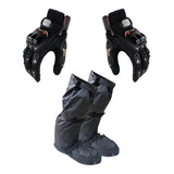 Botas Impermeables Moto Con Suela + Guantes Protección