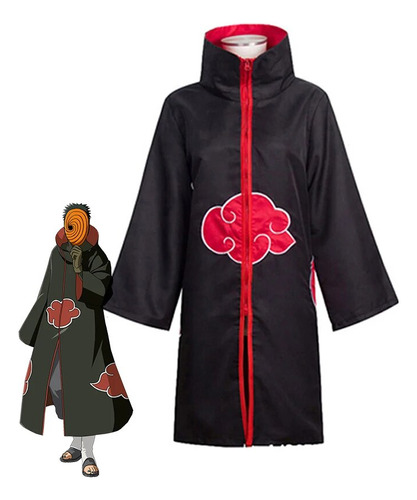 Disfraz De Cosplay De Tobi Obito Akatsuki Capa Larga Coch