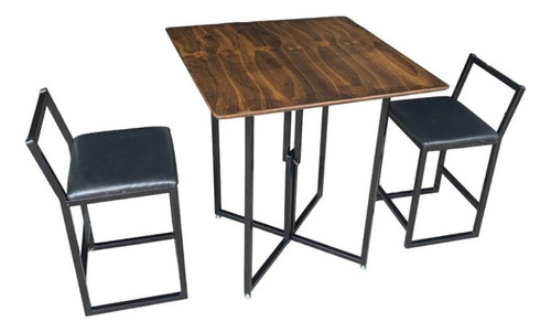 Conjunto 2 Cadeiras Com Mesa Industrial Black