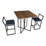 Conjunto 2 Cadeiras Com Mesa Industrial Black