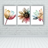 Quadros Decorativos Quarto 3pç 20x30 Floral Colorido Flores