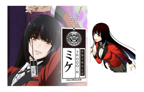 Colar Crachá Anime Kakegurui Metal Corrente Yumeko Jabami