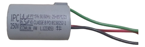 Capacitor Para Ventilador 4uf+6,5uf 250v 3 Fios 50/60hz Ipc