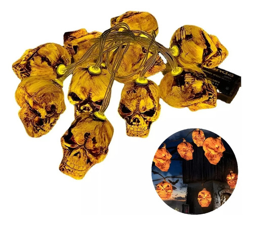 Luz Led Guirnalda Calaveras Halloween Luces Exteriores