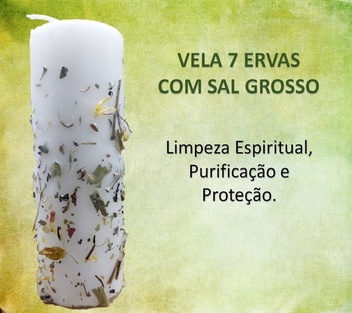 Vela 7 Dias 7 Ervas E Sal Grosso Limpeza Espiritual Proteção