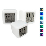 Relógio Cubo Digital Despertador Colorido 7 Led Alarme
