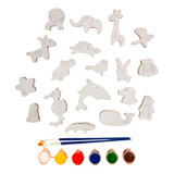 18 Mini Figuras De Animales De Yeso + Pintura