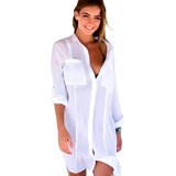 Moda Praia Vestido Saida De Praia Camisão Chemise Promoção