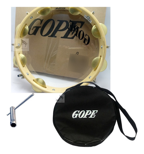 Pandeiro 12 Super Leve Aro Dourado + Case (almofadado) Gope