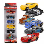 Set De 6 Coches Carros Fricción Rayo Mcqueen, Mate, Cruz Dis