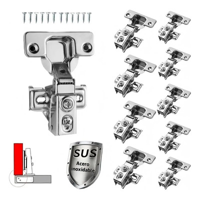 10 piezas- Acero Inoxidable Bisagra BidimensionalBrazo Corto 35mm ,función de cierre suave, con tornillos de acero inoxidable, apta para armarios\u002Fguardarropas\u002Fmuebles de madera | Meses sin interés