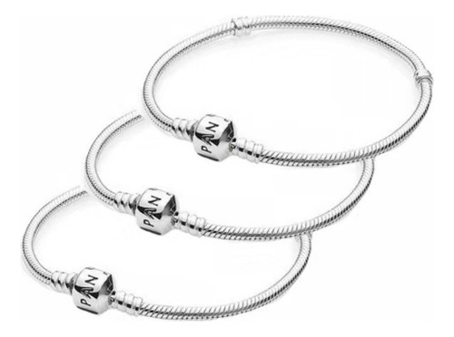 3 Pcs Pulsera Original Plata Incluye Estuche Y Bolsa