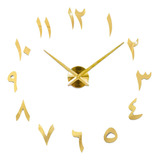 Reloj De Pared 3d Números Árabes Espejo Pegatinas Dorado