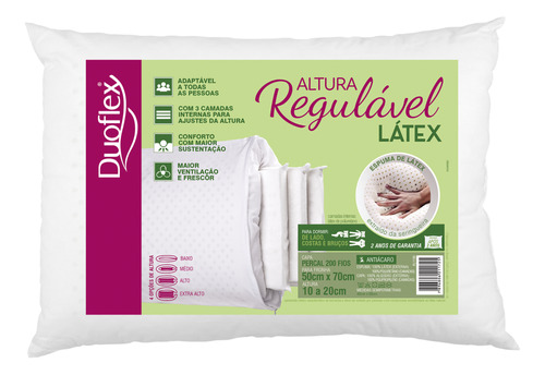 Travesseiro Duoflex Altura Regulável Natural Látex Rl1103