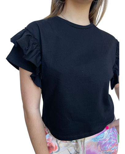 Remera St Marie Rumba Mujer Algodón Color Negro. 
