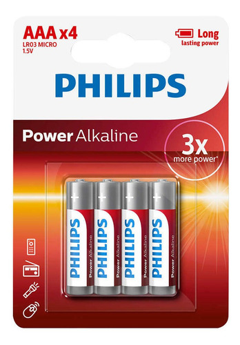 Pilas Aaa Philips Alcalinas Pack X4 1,5v