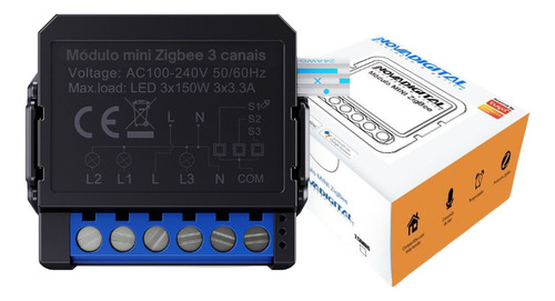 Interruptor Módulo Mini Zigbee 3 Canais Smart Novadigital