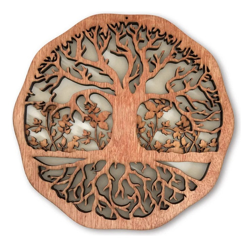 Cuadro Decorativo Arbol De La Vida Raices Planta Madera 