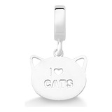 Berloque I Love Cats Eu Amo Gatos Prata 925