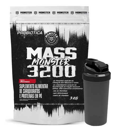 Massa 3200 Anticatabolic Probiótica 3kg + Coqueteleira Brind