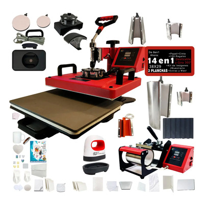 Combo 8 En 1 Impresora Sublimación 5 2 Planchas S\u002F2 Color Rojo | Meses sin interés