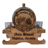 Barril De Madera Personalizado 5 Lts. Base Con 4 Copas Vacio