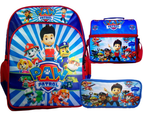 Set De Mochila Para Primaria Lonchera Y Lapicera Paw Patrol