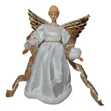 Decoración Navideña Angel Navidad Alas Doradas 30cm Alto