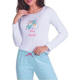 Pijama Lupo Feminino Adulto 100% Algodão Longo Inverno 24420