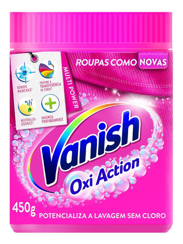 Tira Manchas Oxi Action Multi Power Em Pó Pote De 450g Para Roupas Coloridas Vanish