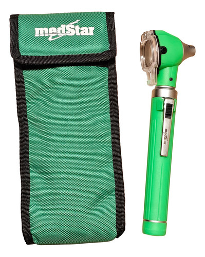 Otoscopio Mini Medstar De Luz Led Y Fibra Óptica Con Estuche Color Verde Claro