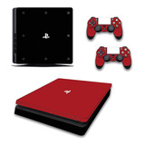 Skin Personalizado Para Ps4 Slim Color Rojo Y Negro (0277) 