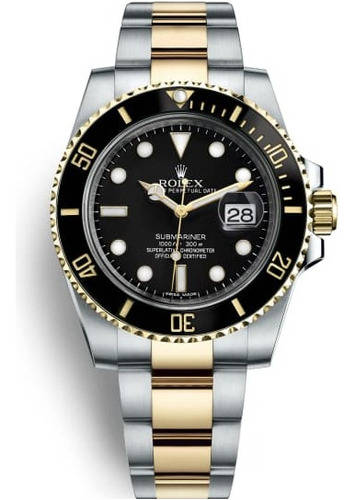 Relógio Rolex Submariner Base Eta Misto Prata E Dourado +cx