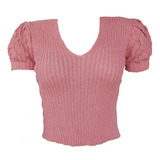 Cropped Feminina Blusa Tricot Feminina Tricô Mirela