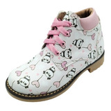 Bota Casual Niña Osos Panda 1028 Blanco Rosa 18 Al 26