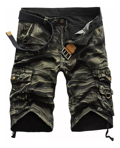 Pantalones Cargo Holgados De Camuflaje Casual De 5 Puntos Pa