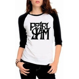 Camiseta Raglan 3/4 Pearl Jam Banda Rock Camisa