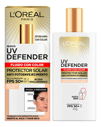 Loreal Uv Defender Fluido Color Claro Fps50 X 40 Gr