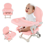 Silla Periquera Bebe Portatil Plegable Asiento Con Charola Color Rosa Gn