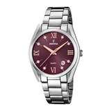 Reloj Festina Mujer Acero Fecha Rose Piedras 50mts F16790.e