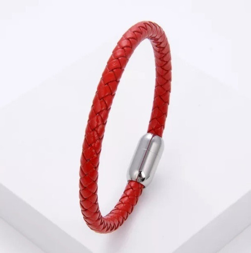 Pulsera Hombre Mujer Cuero Rojo Energias Y  Proteccion!!