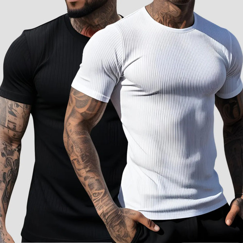 Kit 2 Camiseta Americana Textura Canelada Tipo Rapper Gringa | MercadoLivre