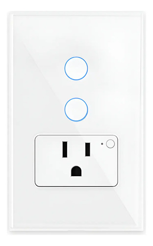 Interruptor De Pared Inteligente Wifi 2botón Táctil+1enchufe