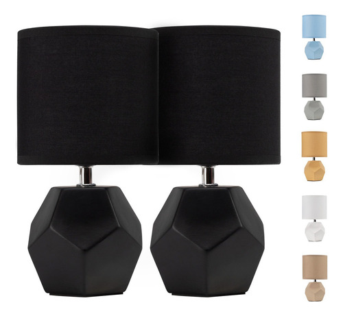 Set De 2 Lamparas De Mesa Buro Ceramica Estilo Minimalista Color De La Estructura Negro